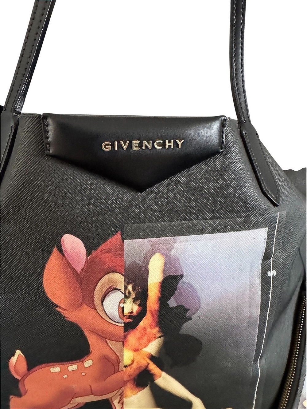 AUTH Givenchy x Disney Bambi Antigona Large Tote Bag with Matching Pouch Black